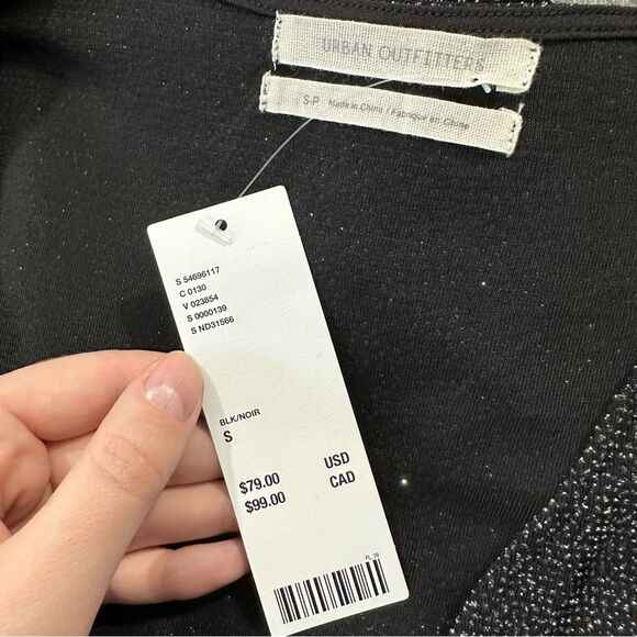 Urban Outfitters Black Sequin Plunging V-Neck Wrap Mini Dress NWT Size Small - Picture 11 of 15